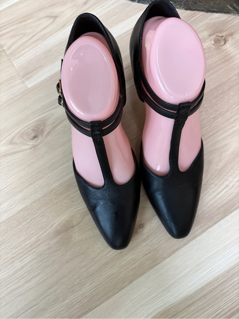 Vintage Elegant Black Leather High Heel Pump Sandra MillerSize 9M
